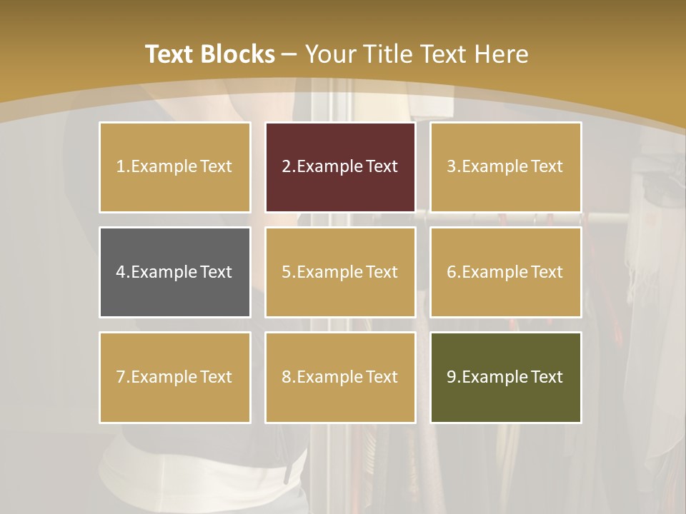 Young Woman Standing At Wardrobe. She Thinking What Get Dressed. PowerPoint Template