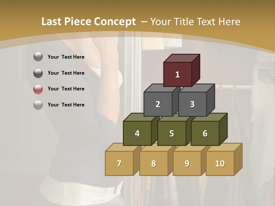 Young Woman Standing At Wardrobe. She Thinking What Get Dressed. PowerPoint Template