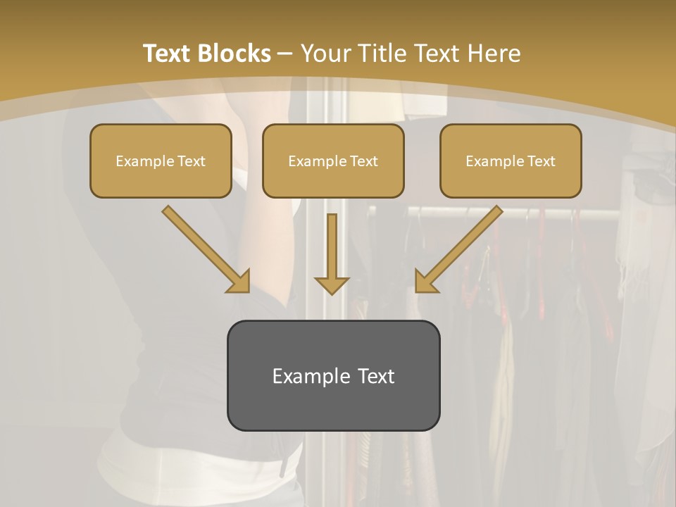 Young Woman Standing At Wardrobe. She Thinking What Get Dressed. PowerPoint Template