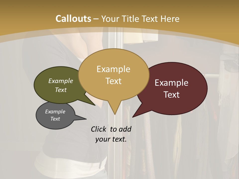 Young Woman Standing At Wardrobe. She Thinking What Get Dressed. PowerPoint Template