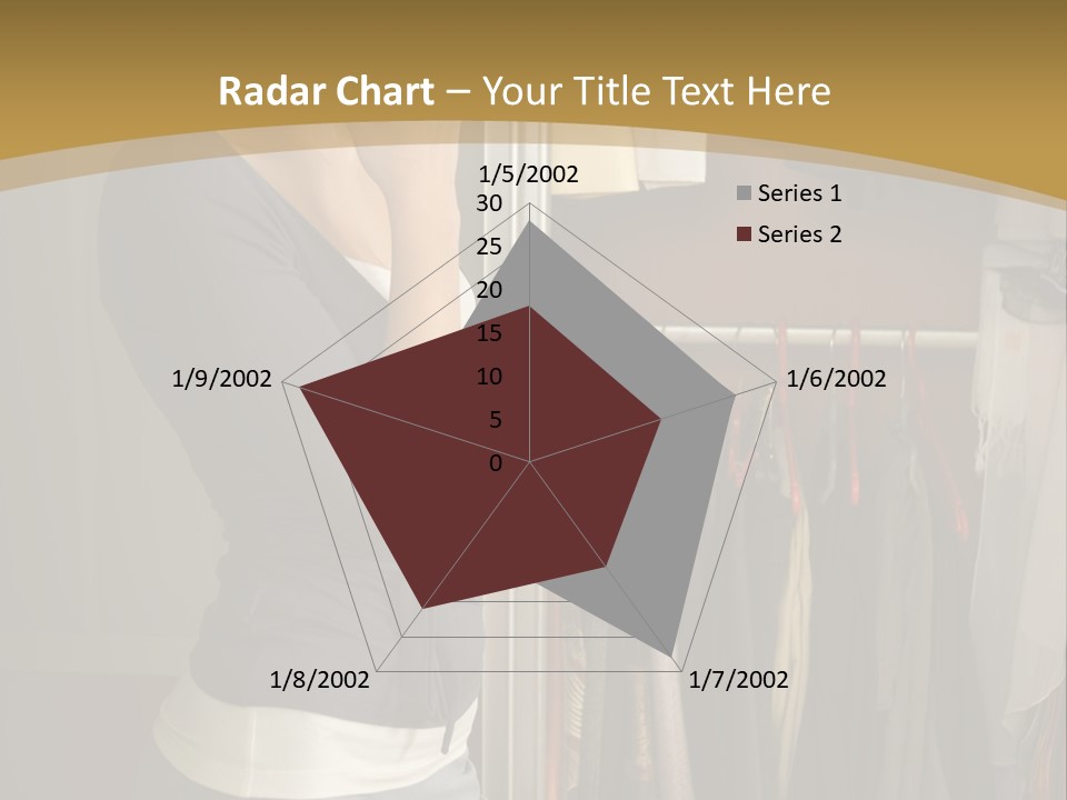 Young Woman Standing At Wardrobe. She Thinking What Get Dressed. PowerPoint Template