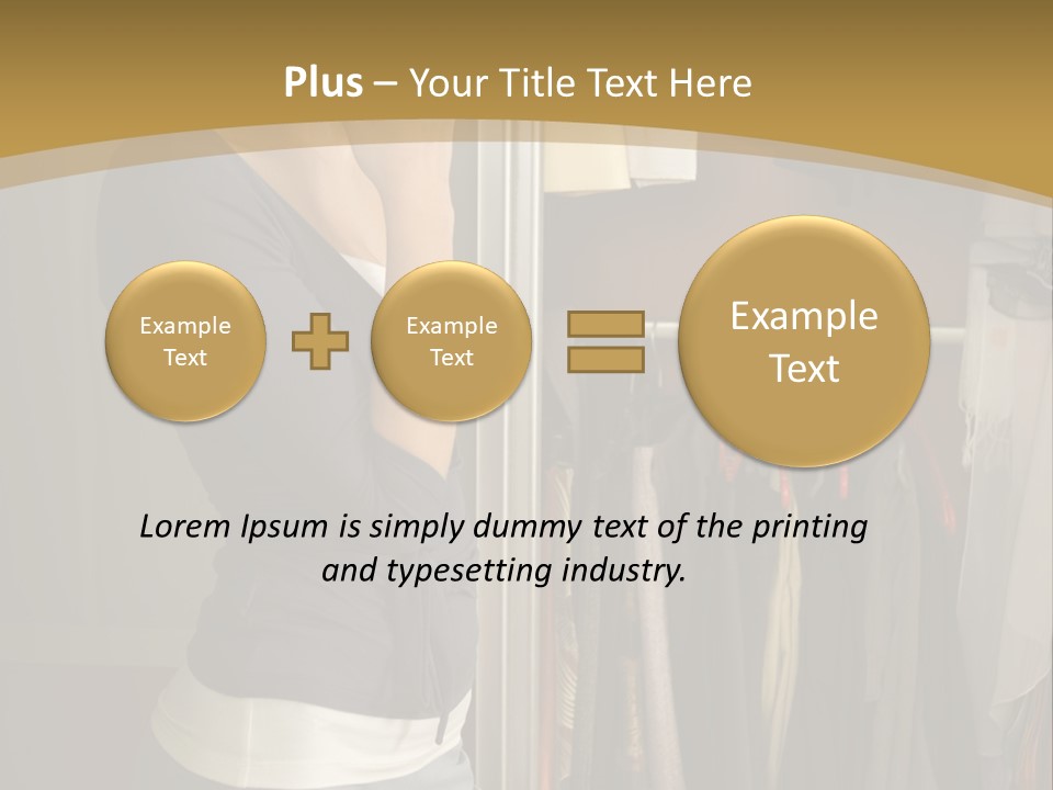 Young Woman Standing At Wardrobe. She Thinking What Get Dressed. PowerPoint Template