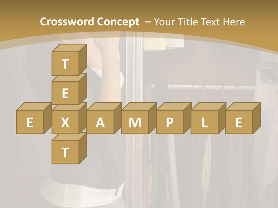 Young Woman Standing At Wardrobe. She Thinking What Get Dressed. PowerPoint Template