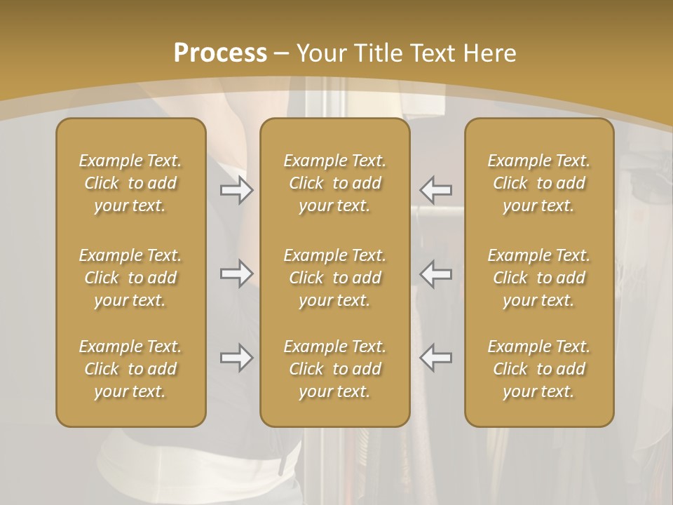 Young Woman Standing At Wardrobe. She Thinking What Get Dressed. PowerPoint Template