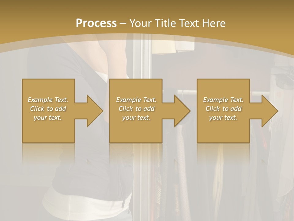Young Woman Standing At Wardrobe. She Thinking What Get Dressed. PowerPoint Template