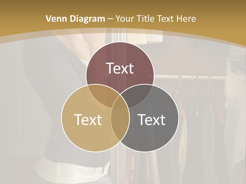 Young Woman Standing At Wardrobe. She Thinking What Get Dressed. PowerPoint Template