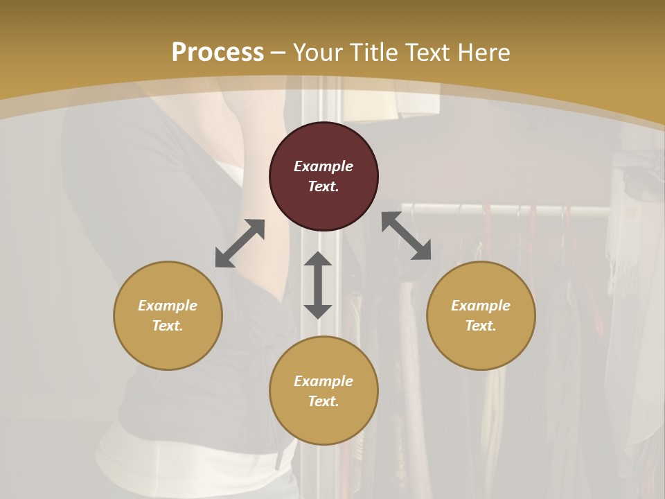 Young Woman Standing At Wardrobe. She Thinking What Get Dressed. PowerPoint Template