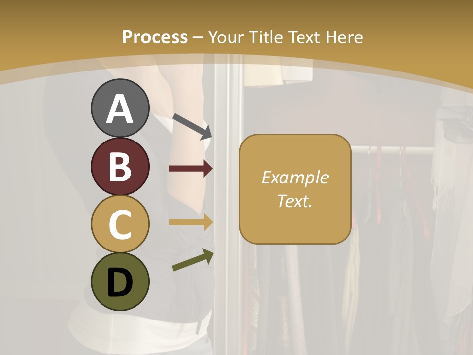 Young Woman Standing At Wardrobe. She Thinking What Get Dressed. PowerPoint Template