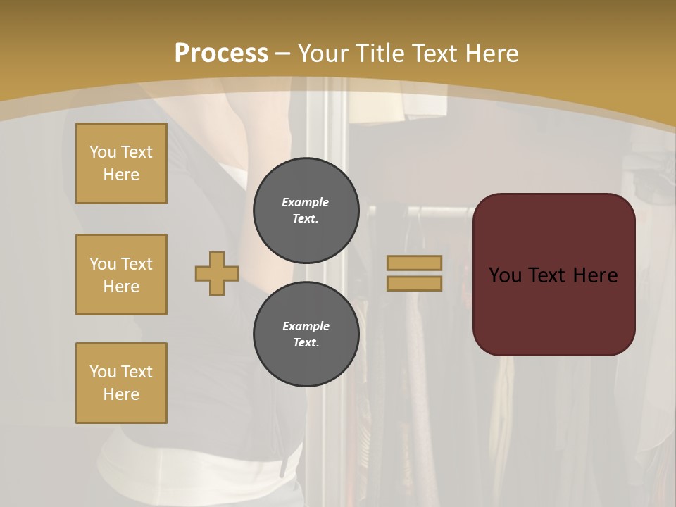 Young Woman Standing At Wardrobe. She Thinking What Get Dressed. PowerPoint Template