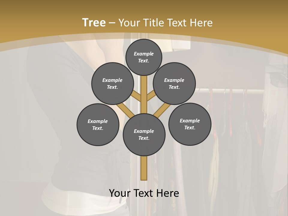 Young Woman Standing At Wardrobe. She Thinking What Get Dressed. PowerPoint Template