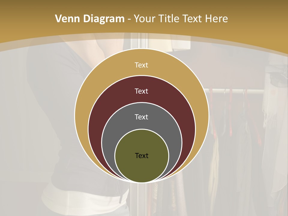 Young Woman Standing At Wardrobe. She Thinking What Get Dressed. PowerPoint Template