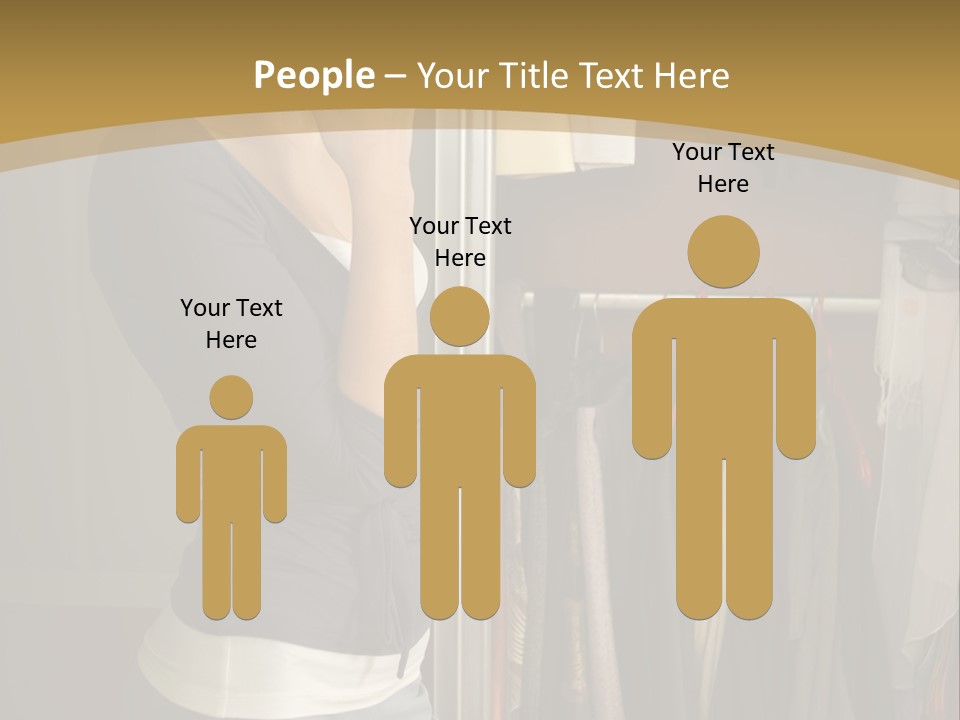 Young Woman Standing At Wardrobe. She Thinking What Get Dressed. PowerPoint Template