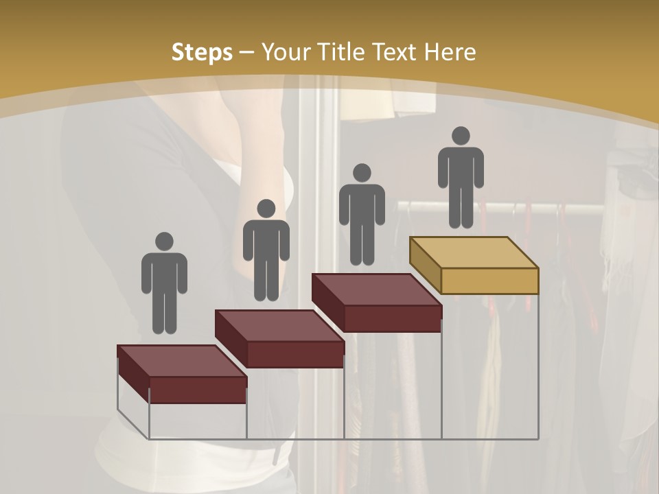 Young Woman Standing At Wardrobe. She Thinking What Get Dressed. PowerPoint Template