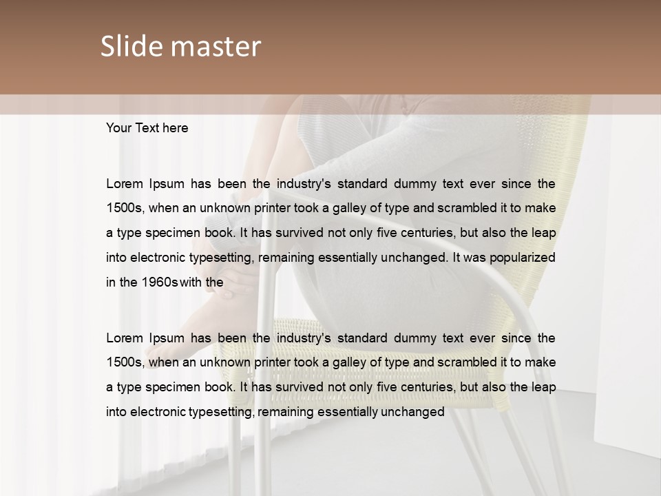 A Woman Sitting In A Chair With Her Legs Crossed PowerPoint Template