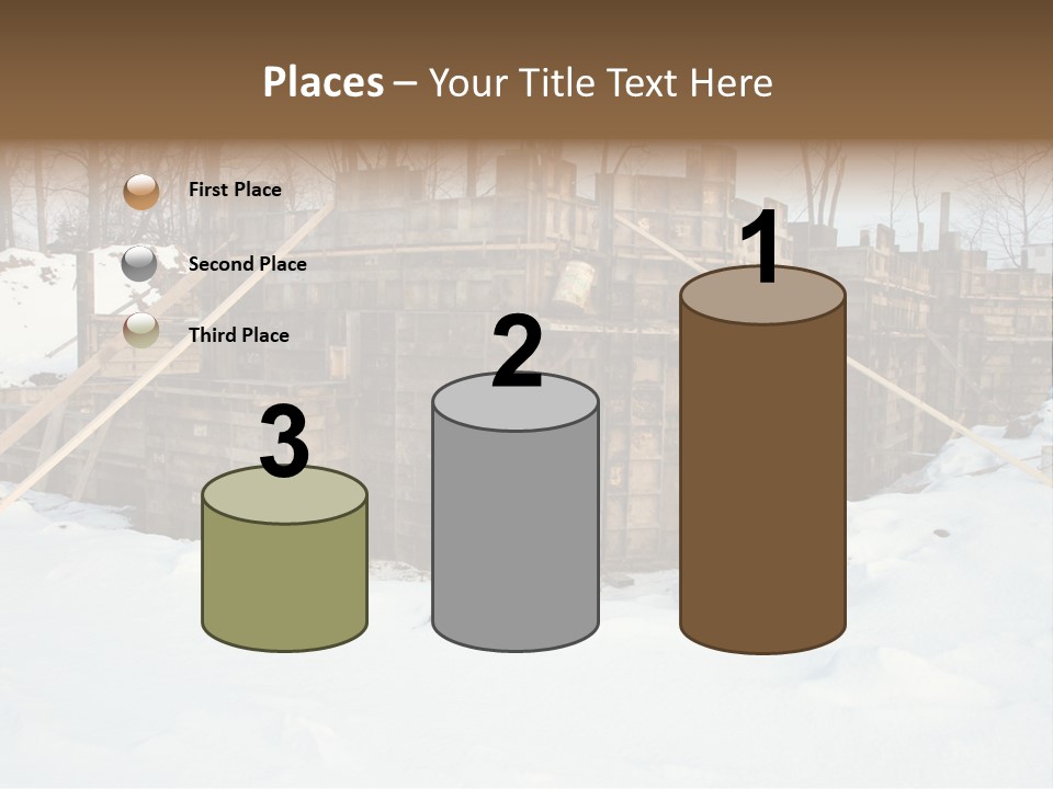 New Home Construction Site In The Winter, With Snow In The Foreground And Woods In The Background PowerPoint Template