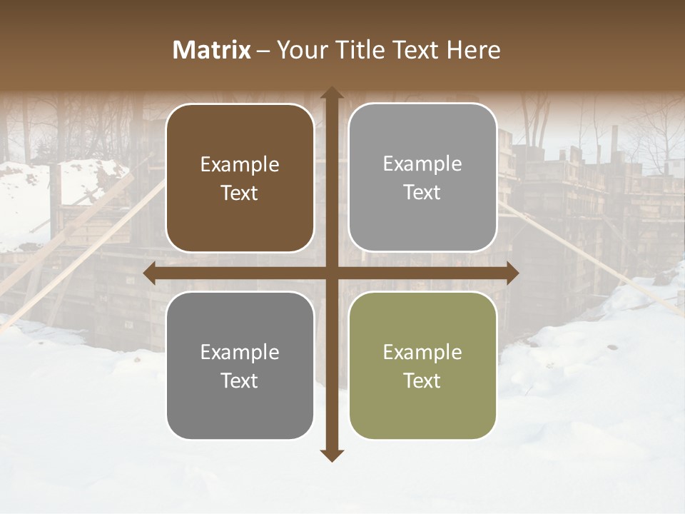 New Home Construction Site In The Winter, With Snow In The Foreground And Woods In The Background PowerPoint Template