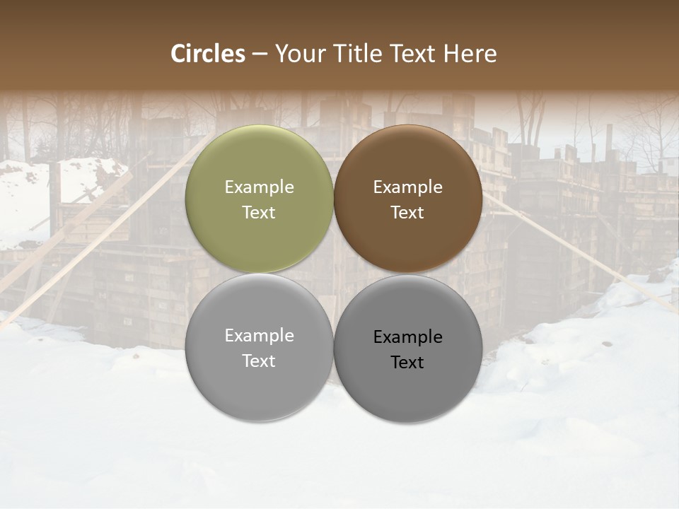 New Home Construction Site In The Winter, With Snow In The Foreground And Woods In The Background PowerPoint Template