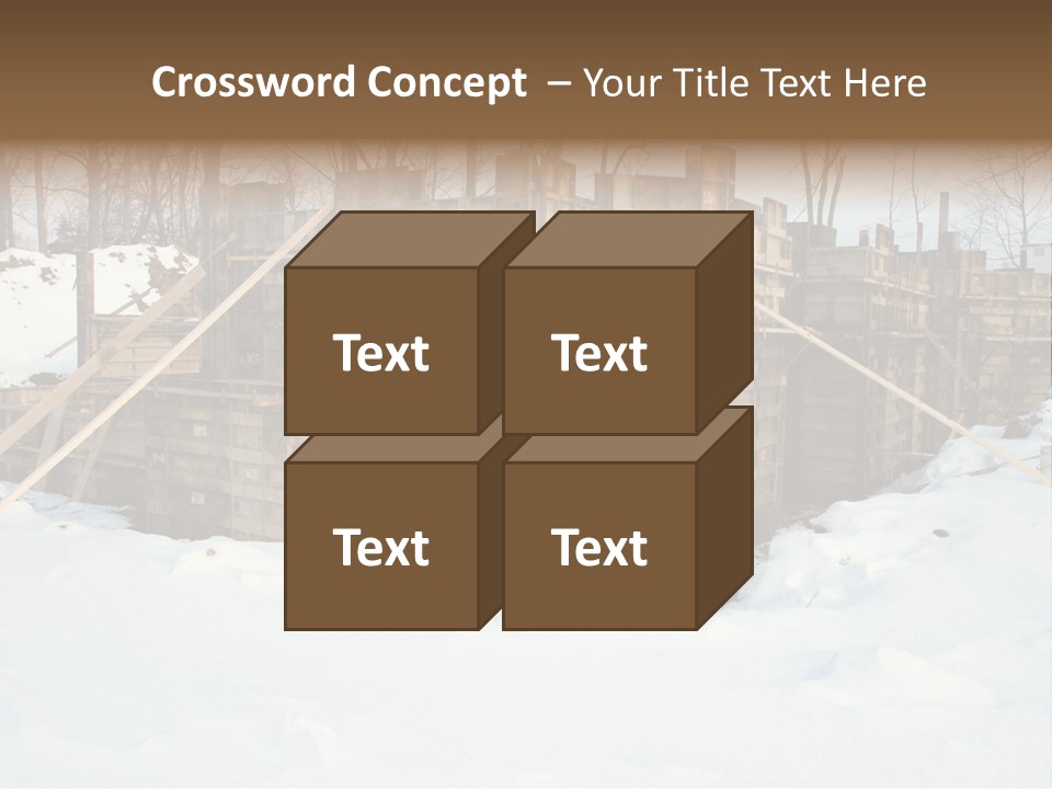 New Home Construction Site In The Winter, With Snow In The Foreground And Woods In The Background PowerPoint Template
