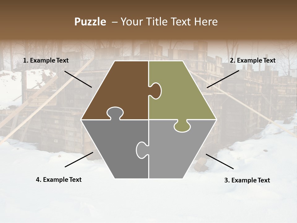 New Home Construction Site In The Winter, With Snow In The Foreground And Woods In The Background PowerPoint Template