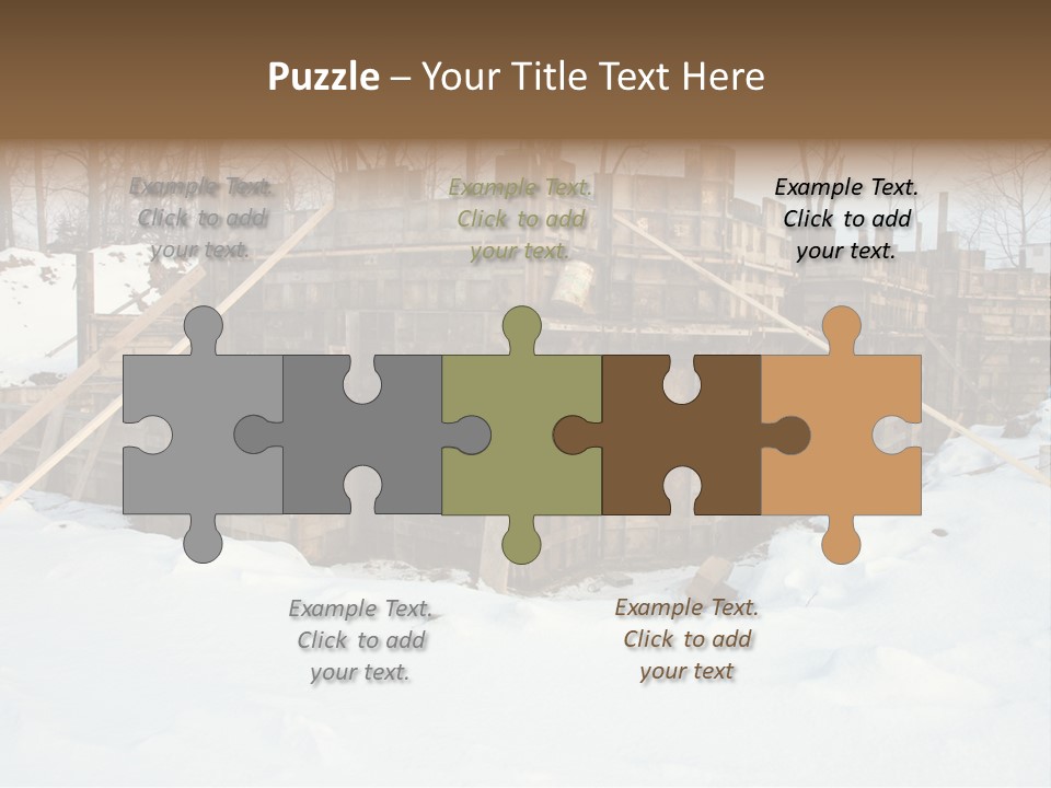 New Home Construction Site In The Winter, With Snow In The Foreground And Woods In The Background PowerPoint Template