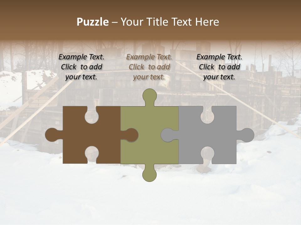 New Home Construction Site In The Winter, With Snow In The Foreground And Woods In The Background PowerPoint Template