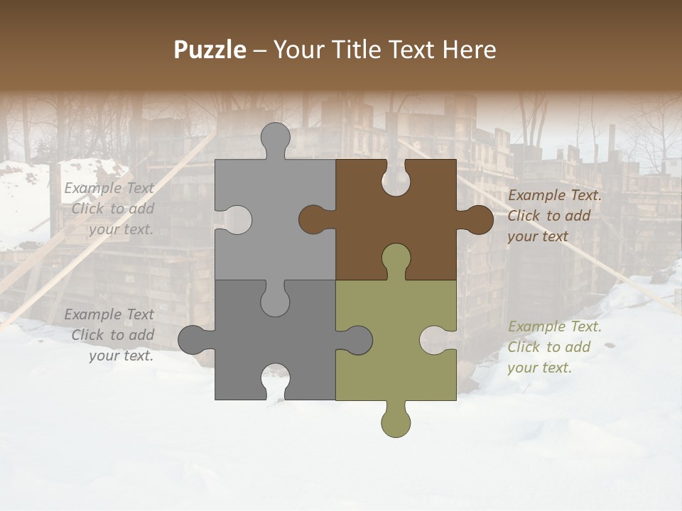 New Home Construction Site In The Winter, With Snow In The Foreground And Woods In The Background PowerPoint Template