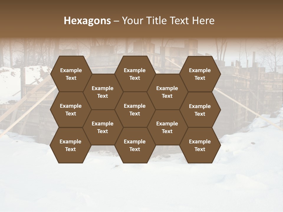 New Home Construction Site In The Winter, With Snow In The Foreground And Woods In The Background PowerPoint Template