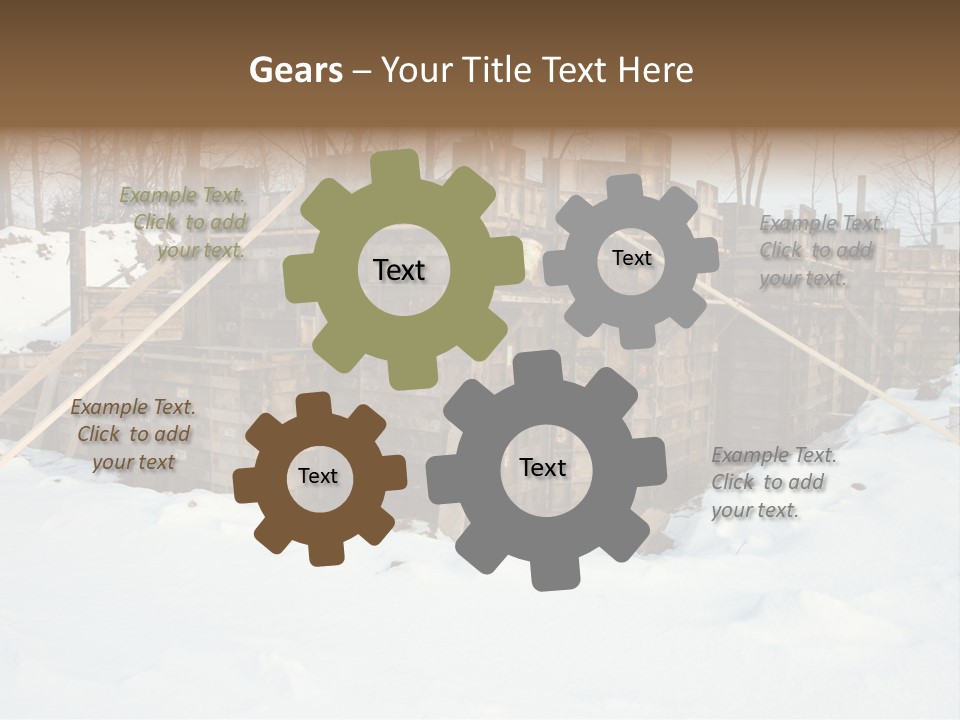 New Home Construction Site In The Winter, With Snow In The Foreground And Woods In The Background PowerPoint Template