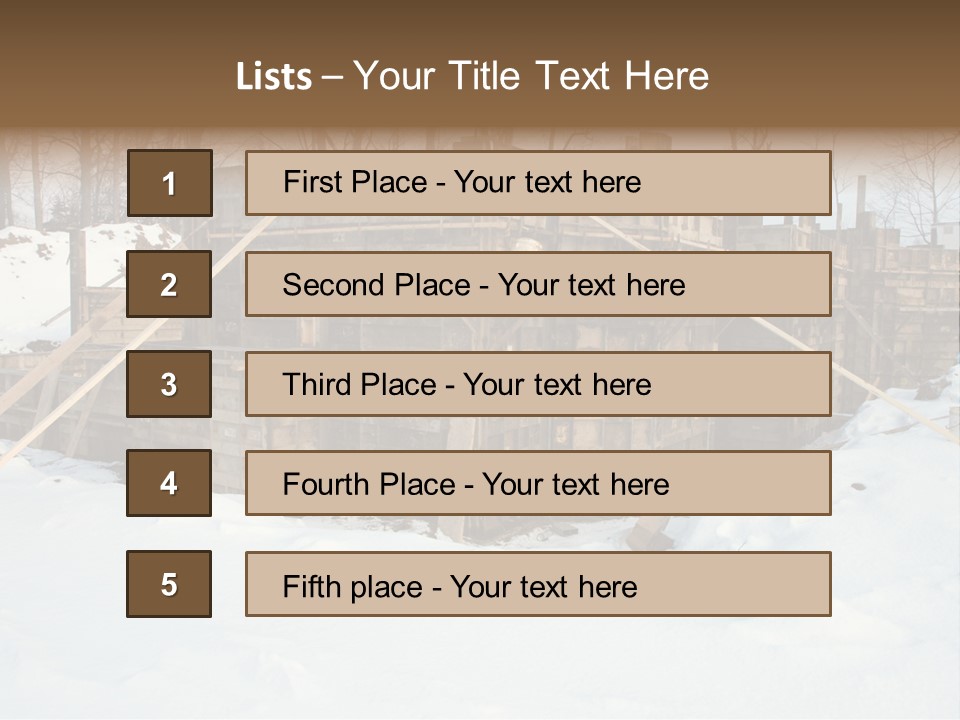New Home Construction Site In The Winter, With Snow In The Foreground And Woods In The Background PowerPoint Template
