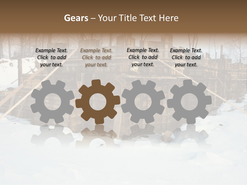 New Home Construction Site In The Winter, With Snow In The Foreground And Woods In The Background PowerPoint Template