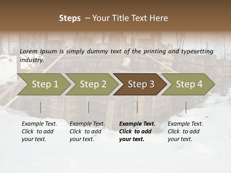 New Home Construction Site In The Winter, With Snow In The Foreground And Woods In The Background PowerPoint Template