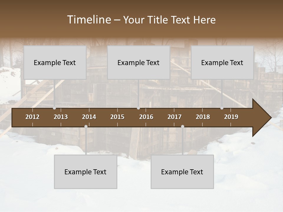 New Home Construction Site In The Winter, With Snow In The Foreground And Woods In The Background PowerPoint Template