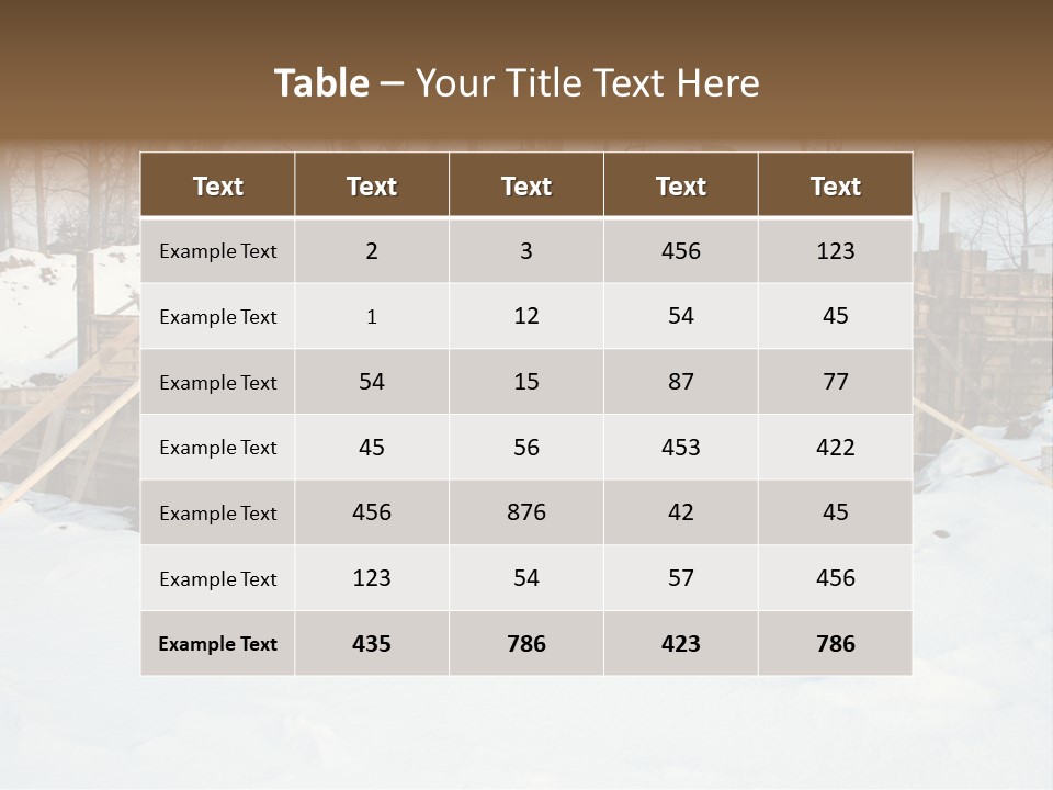 New Home Construction Site In The Winter, With Snow In The Foreground And Woods In The Background PowerPoint Template