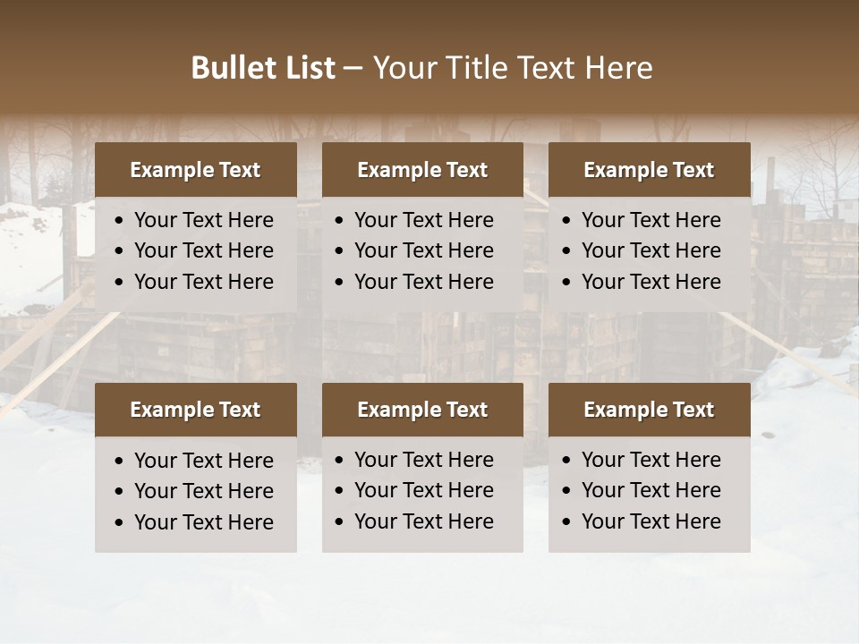 New Home Construction Site In The Winter, With Snow In The Foreground And Woods In The Background PowerPoint Template
