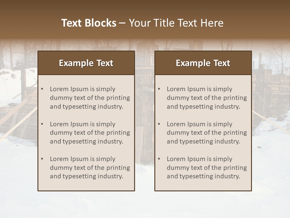 New Home Construction Site In The Winter, With Snow In The Foreground And Woods In The Background PowerPoint Template