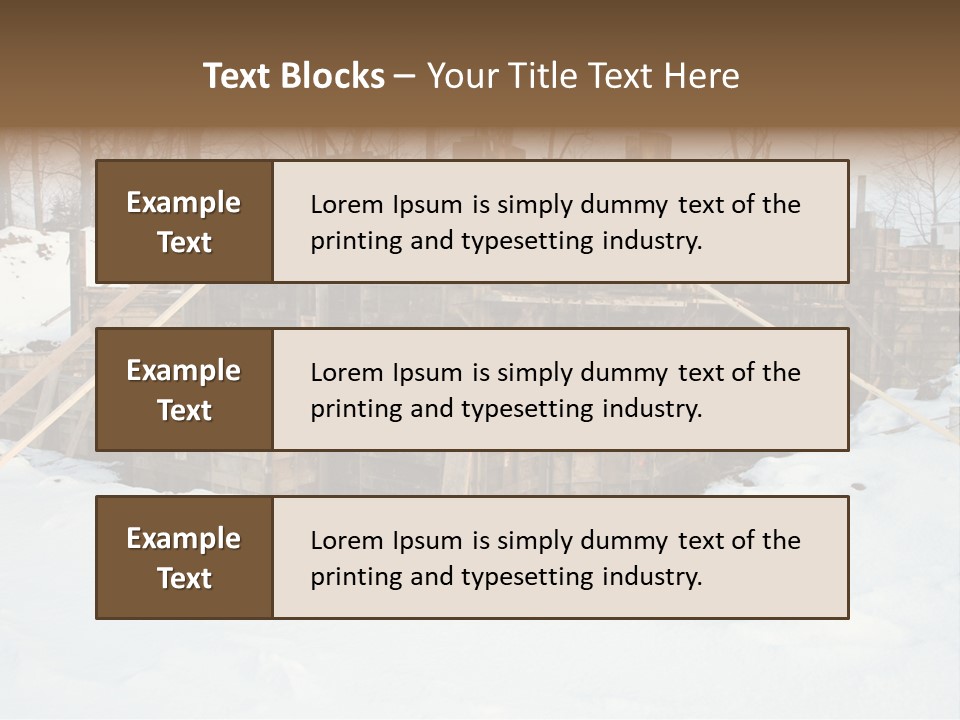 New Home Construction Site In The Winter, With Snow In The Foreground And Woods In The Background PowerPoint Template