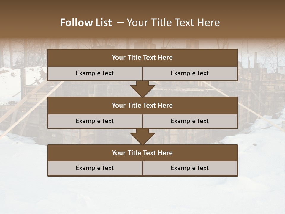 New Home Construction Site In The Winter, With Snow In The Foreground And Woods In The Background PowerPoint Template
