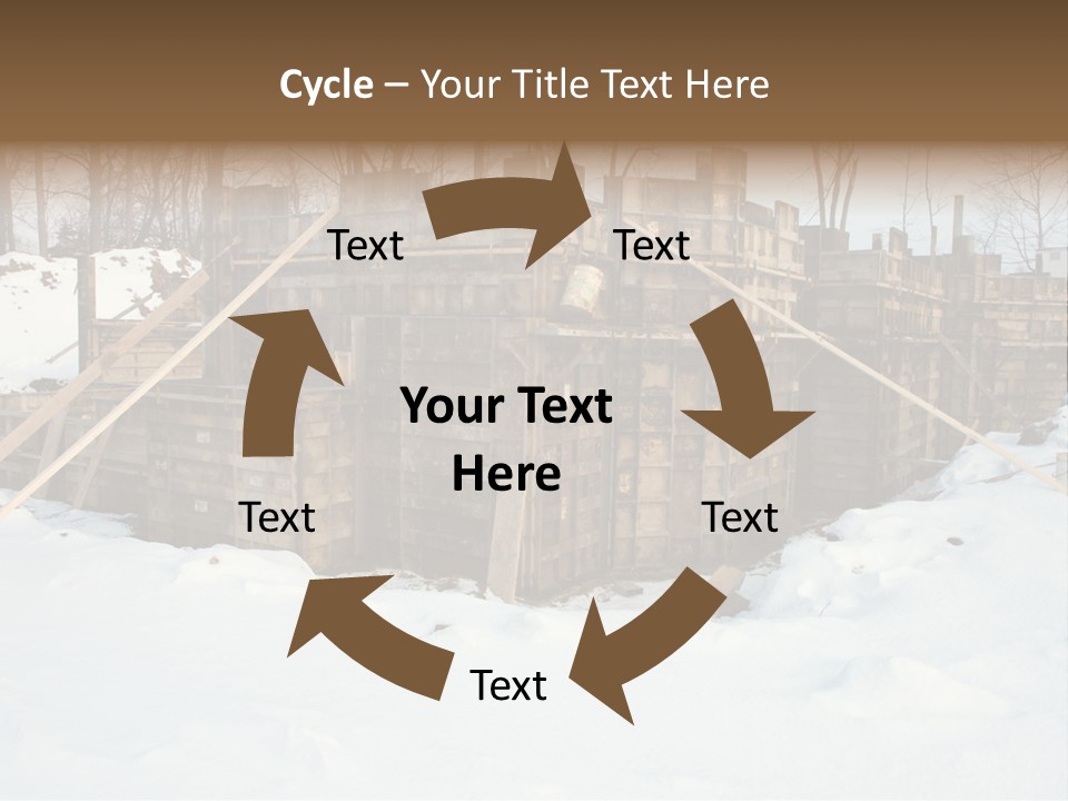 New Home Construction Site In The Winter, With Snow In The Foreground And Woods In The Background PowerPoint Template