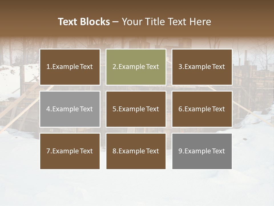 New Home Construction Site In The Winter, With Snow In The Foreground And Woods In The Background PowerPoint Template