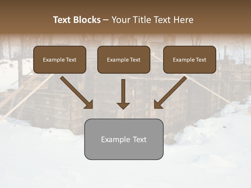 New Home Construction Site In The Winter, With Snow In The Foreground And Woods In The Background PowerPoint Template