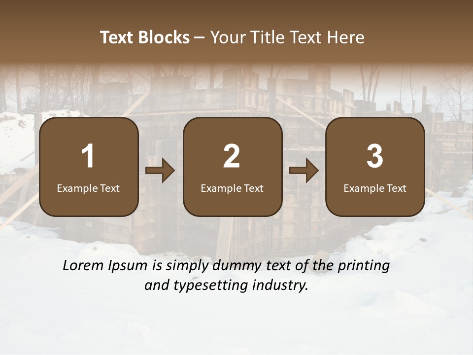 New Home Construction Site In The Winter, With Snow In The Foreground And Woods In The Background PowerPoint Template