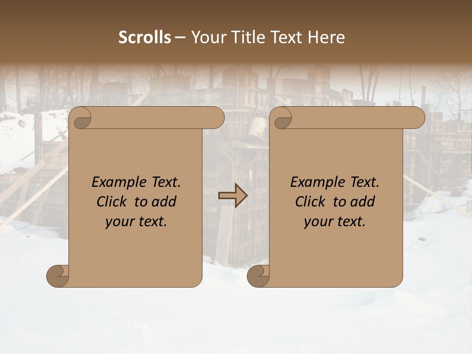 New Home Construction Site In The Winter, With Snow In The Foreground And Woods In The Background PowerPoint Template