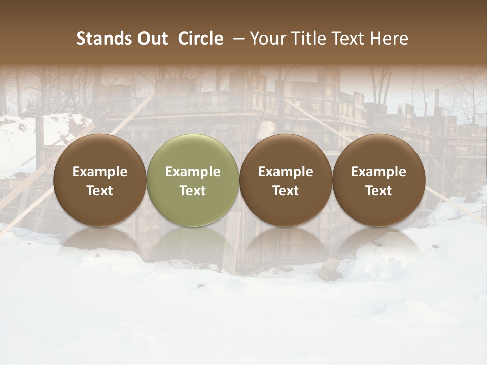 New Home Construction Site In The Winter, With Snow In The Foreground And Woods In The Background PowerPoint Template