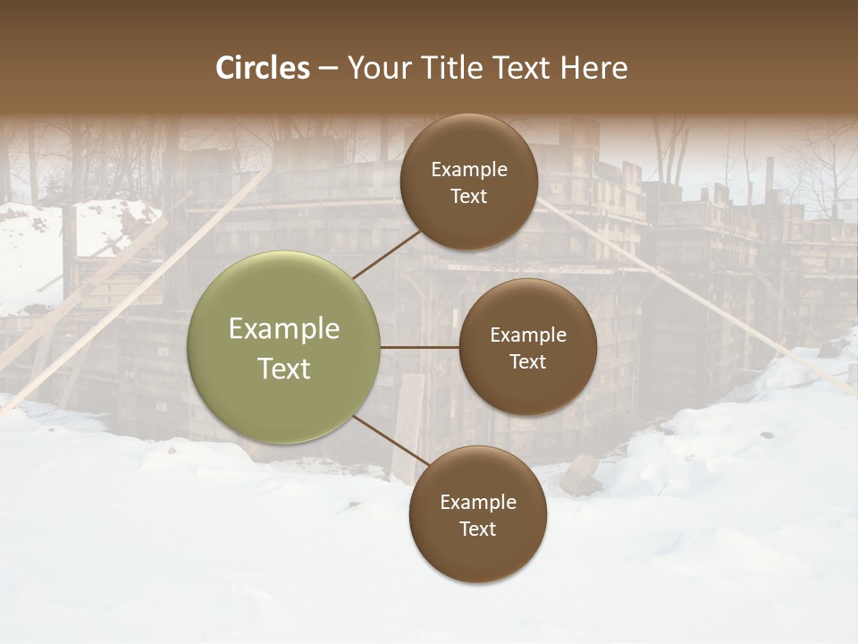 New Home Construction Site In The Winter, With Snow In The Foreground And Woods In The Background PowerPoint Template