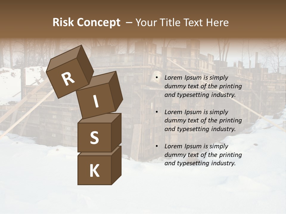 New Home Construction Site In The Winter, With Snow In The Foreground And Woods In The Background PowerPoint Template