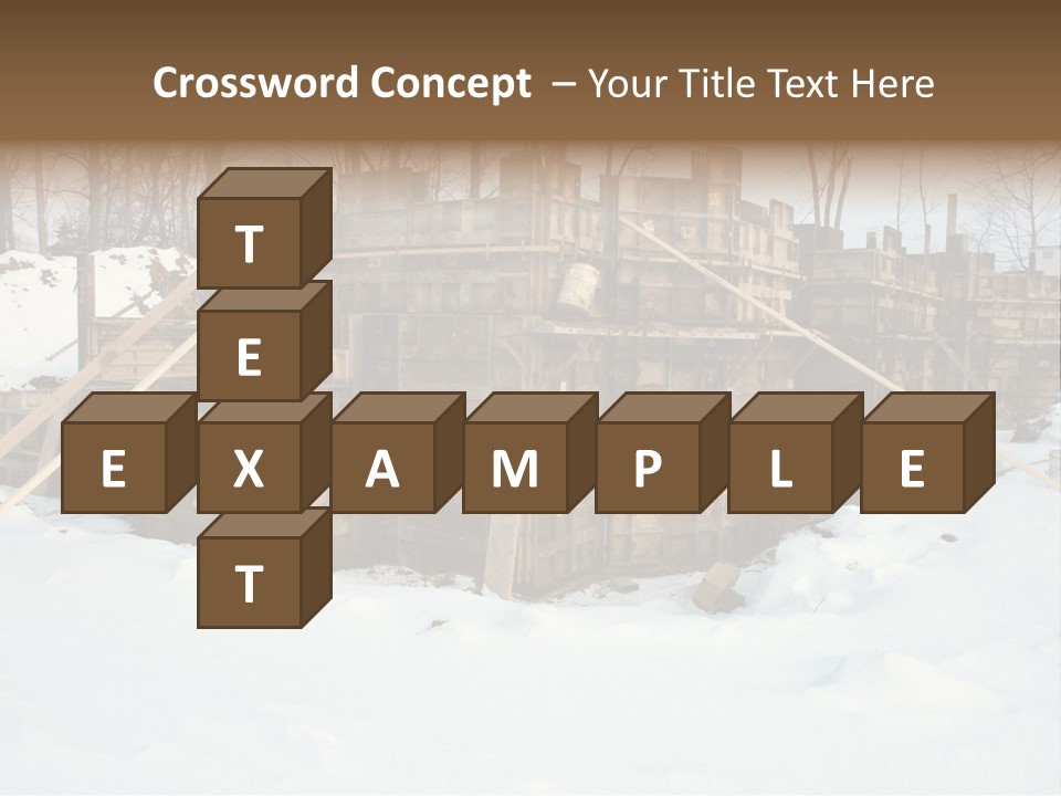 New Home Construction Site In The Winter, With Snow In The Foreground And Woods In The Background PowerPoint Template