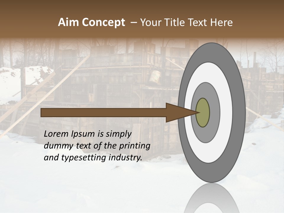 New Home Construction Site In The Winter, With Snow In The Foreground And Woods In The Background PowerPoint Template