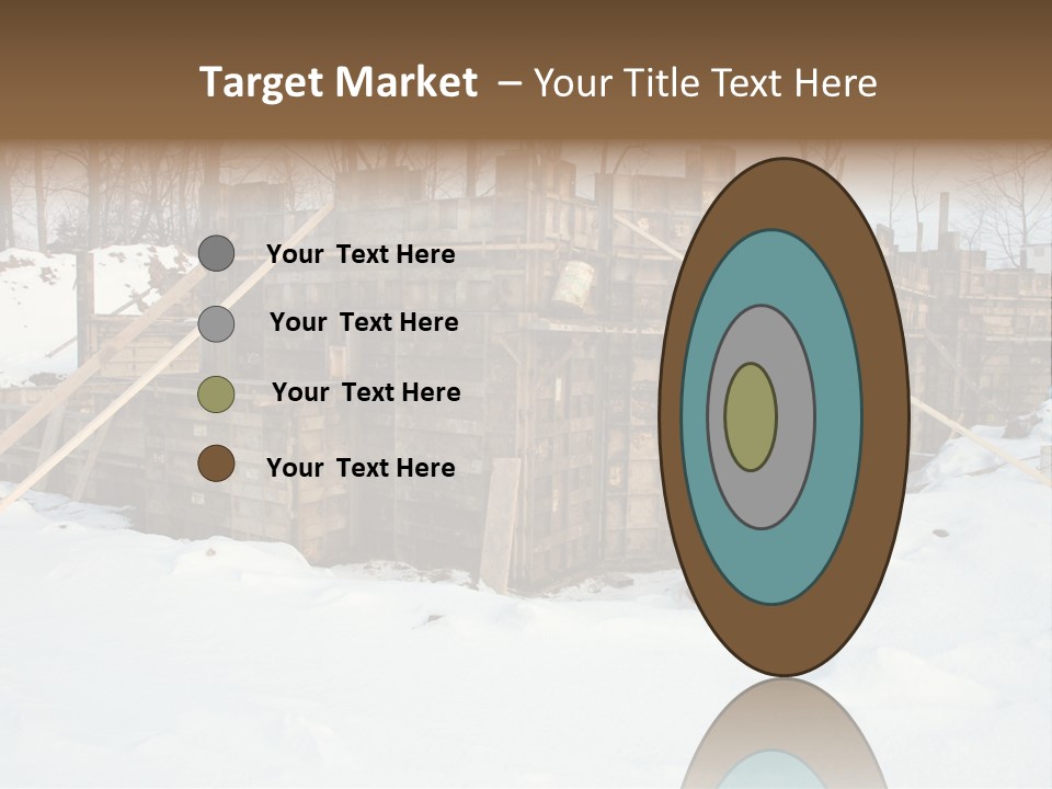 New Home Construction Site In The Winter, With Snow In The Foreground And Woods In The Background PowerPoint Template