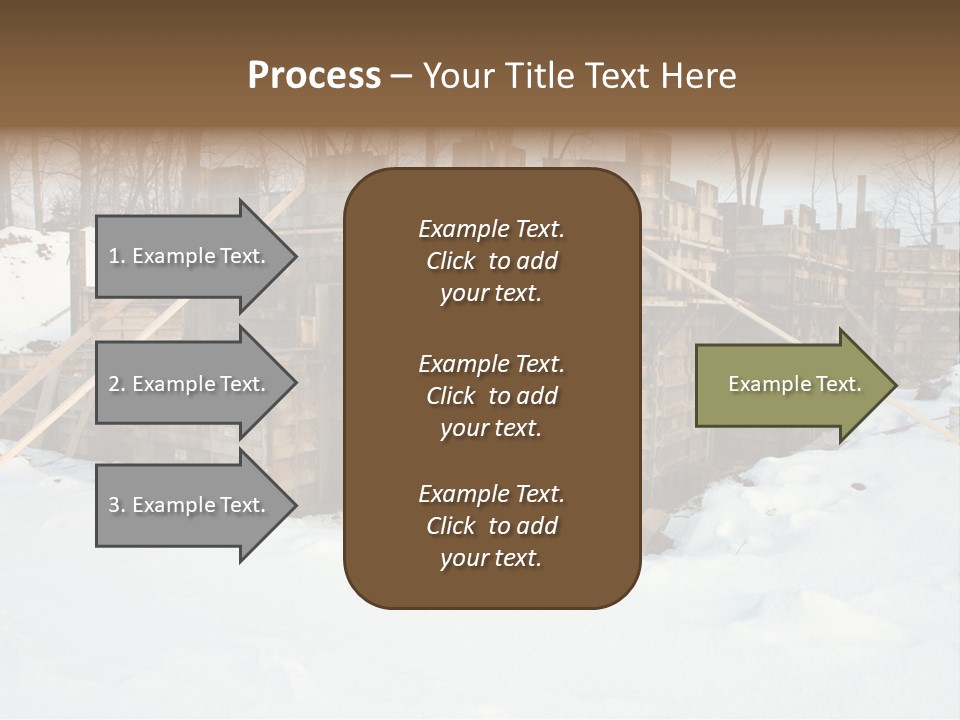 New Home Construction Site In The Winter, With Snow In The Foreground And Woods In The Background PowerPoint Template