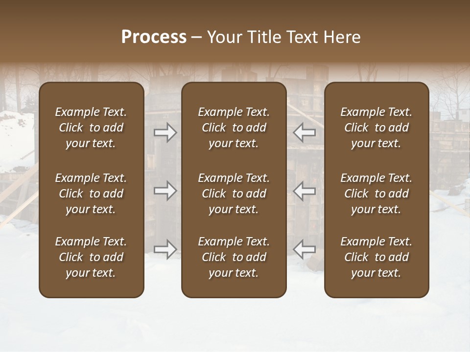 New Home Construction Site In The Winter, With Snow In The Foreground And Woods In The Background PowerPoint Template